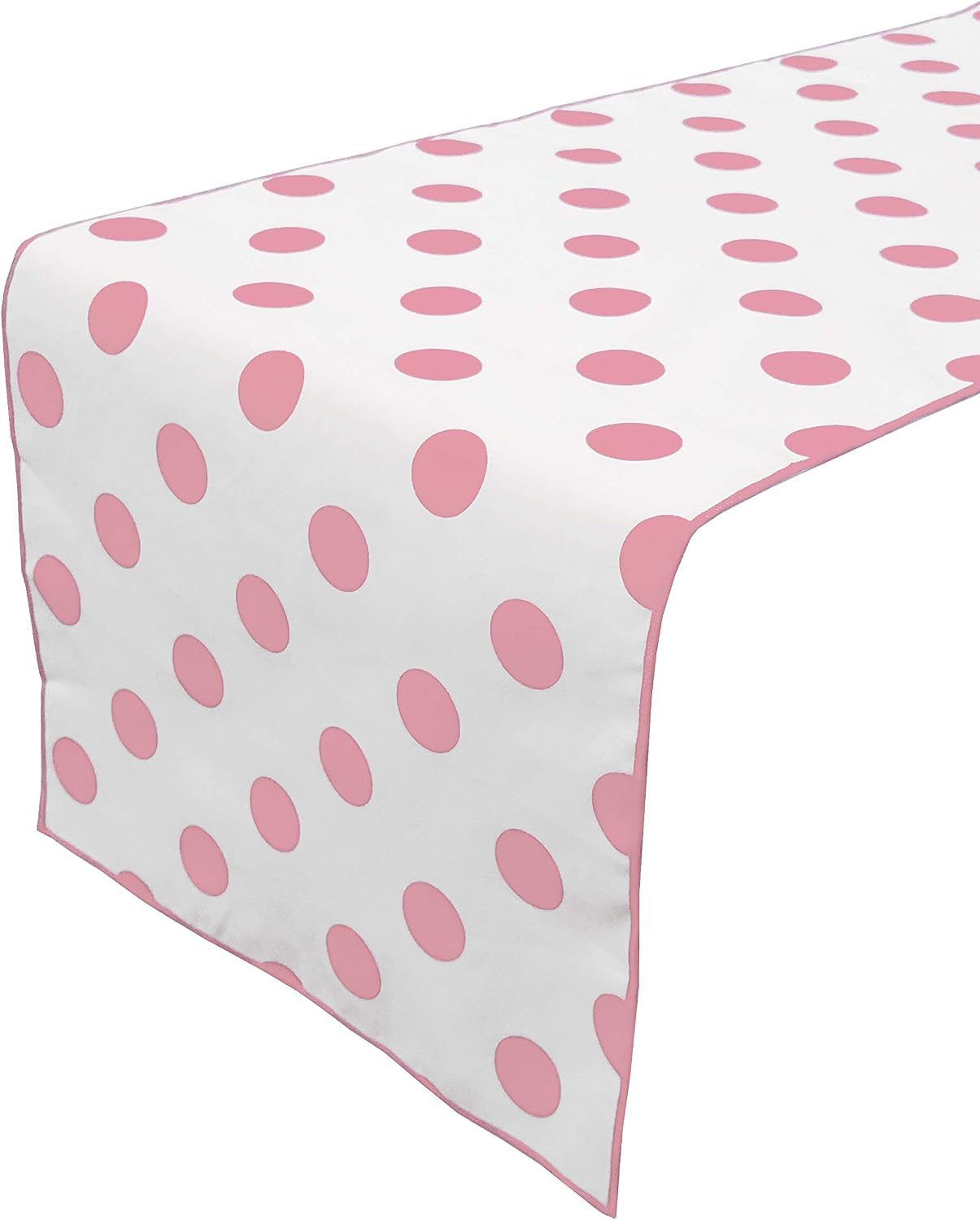 Classic Modern Simple Polka Dots Cotton Table Runner Home Table Decoration Wedding Parties Showers Events Holiday Décor (12" by 72", Pink/White)