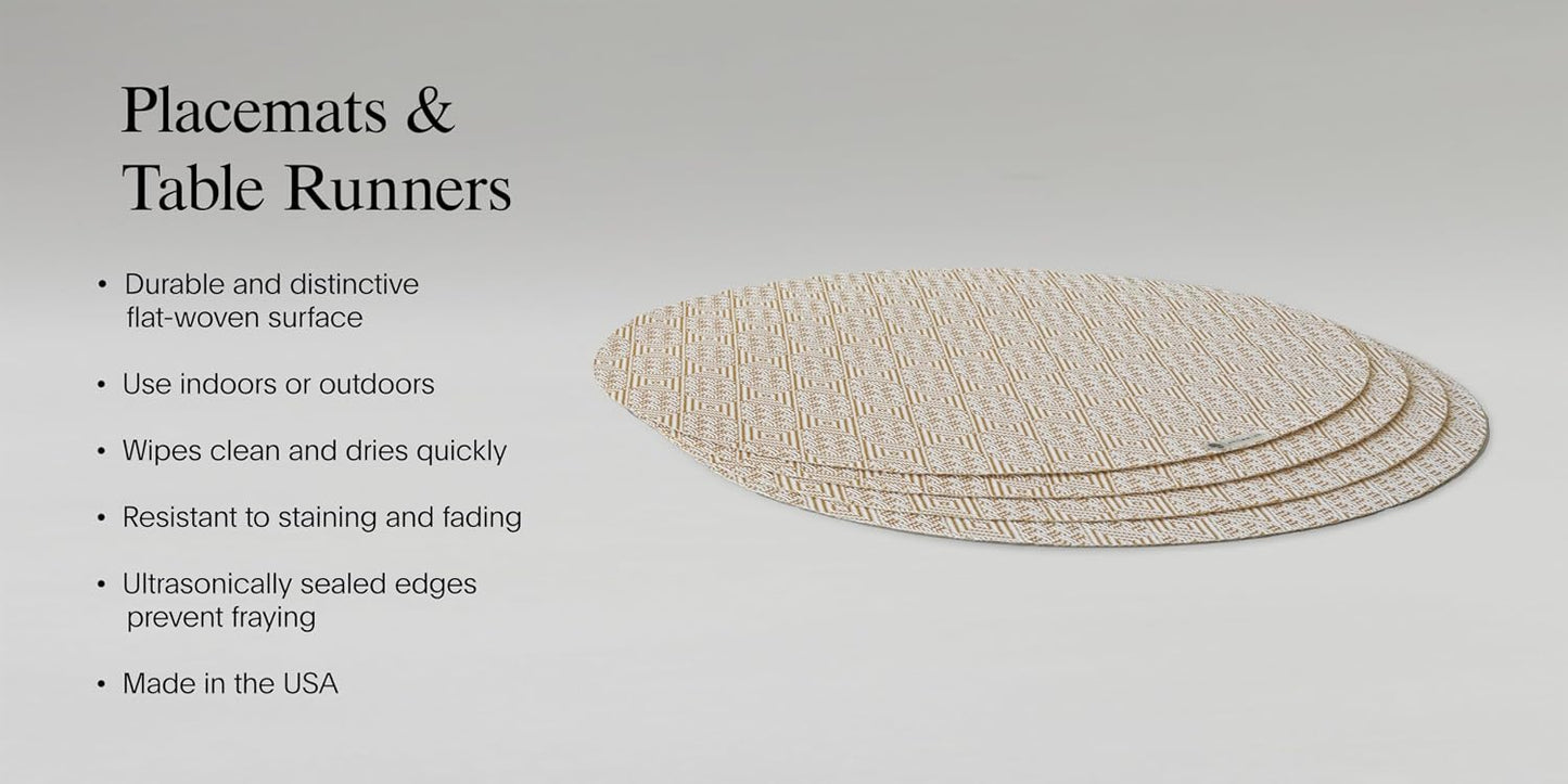 Martha by Martha Stewart | Chilewich Boxwood Placemats in Burnt Coral - Set of 4 - Easy Care Woven Tabletop Textiles - Indoor/Outdoor - 15" Round