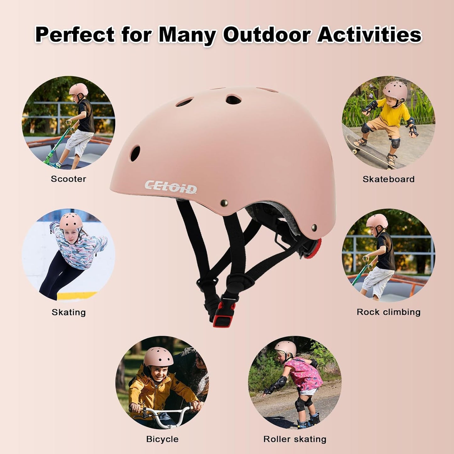 Kids Bike Helmet,Toddler Skateboard Helmets for Ages 2-3-5-8-14 Years Boys Girls,Adjustable Multi-Sport Bicycle Skateboarding Football Roller Skating Scooter Rollerblade Balance Bike Helmet