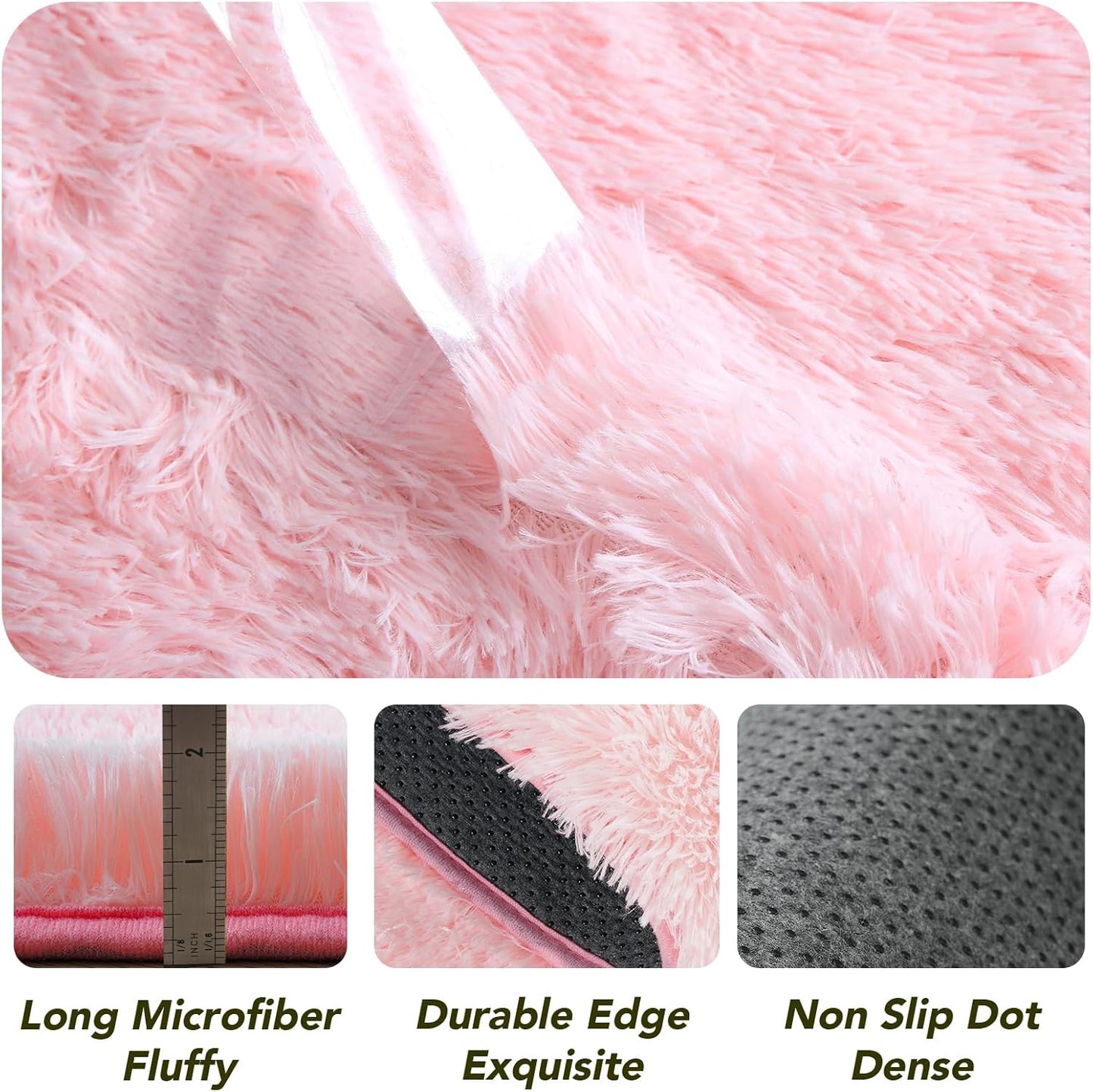 Round Fluffy Pink Rug 5x5ft: Ultra Soft Furry Girls Bedroom Carpet- Plush Rug for Girls & Kids, Fuzzy Bedside Carpet for Baby (5ft, Pink)
