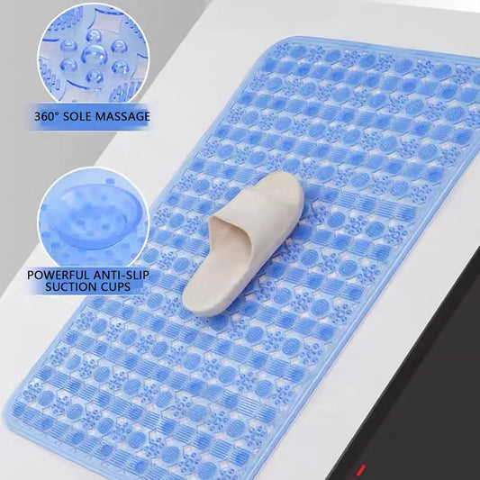 Transparent Anti-Slip Shower Mat with Suction Cups, Clear Bathroom Shower Stall Floor Mat, Machine Washable Bath Mat for Tub Non Slip with Drain Holes, Soft on Feet,Pink,34x69cm/13x27in