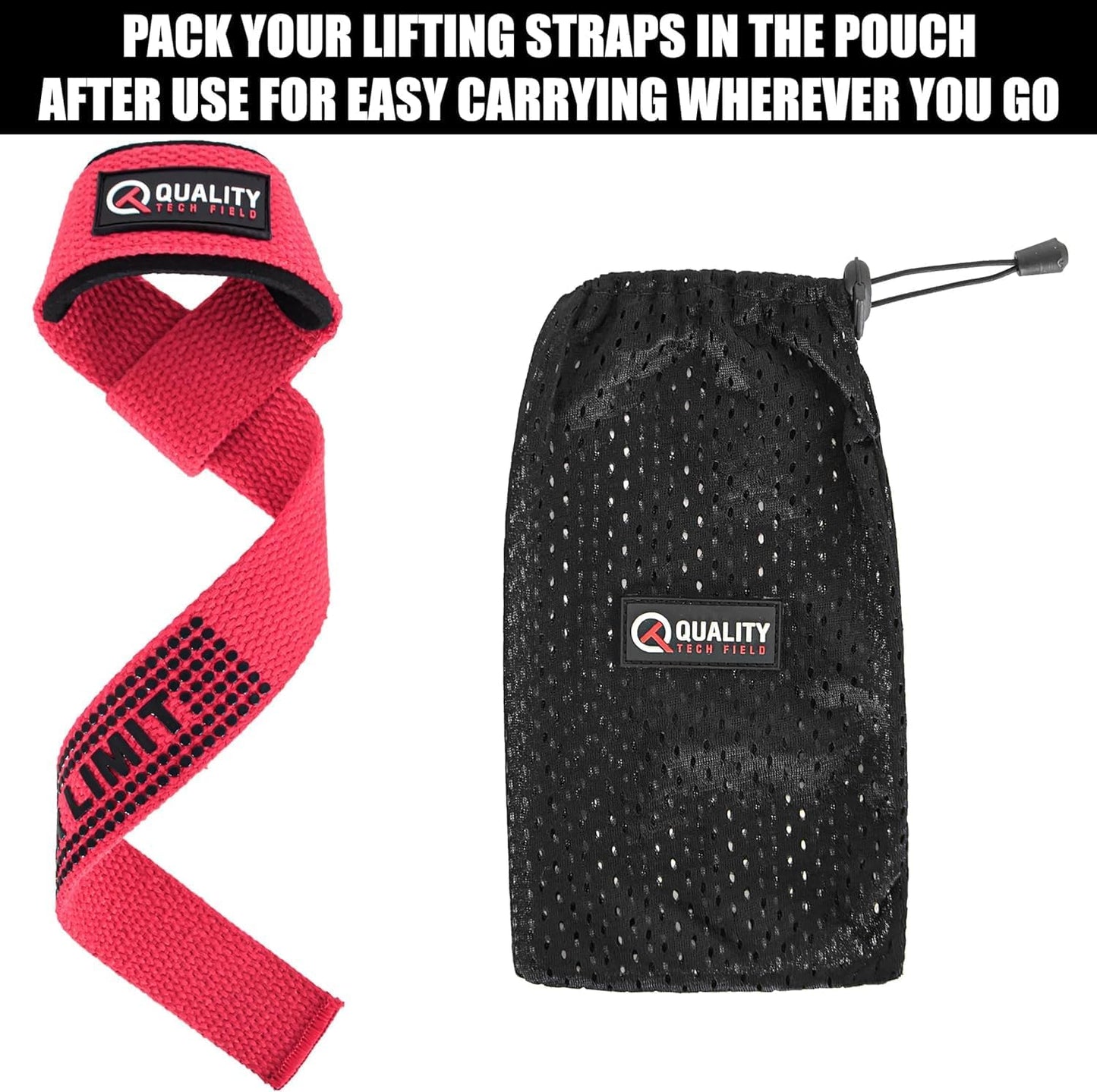 QTF Lifting Wrist Straps for Weightlifting, Gym Wrist Wraps Padded Wrist Support Wraps, Bodybuilding, Powerlifting, Deadlifting and Secure Grip