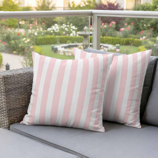 Outdoor Pillow Covers 18x18 Set of 2 Pink Stripes Outdoor Pillows Waterproof Throw Pillow Covers Pink White Vertical Striped Pillowcases Decorative Case for Patio Cushion