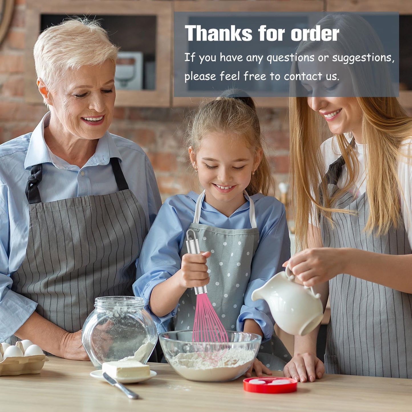OYV Pink Silicone Whisk, Professional Whisks For Cooking Non-Scratch, Stainless Steel & Silicone Wisk, Plastic Rubber Whisk Tool For Nonstick Cookware Pans, Silicon Wisks Set of 3
