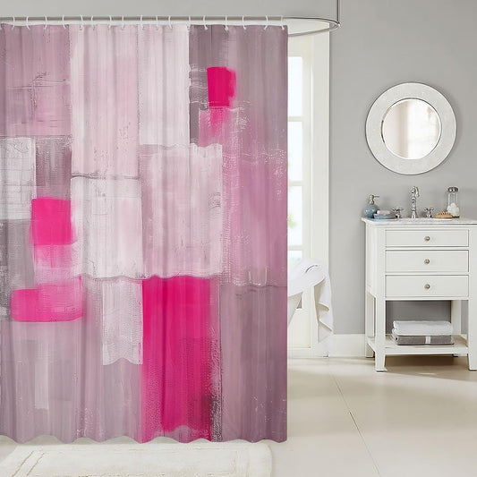 jejeloiu Abstract Shower Curtain for Bathroom Decor Pink Ombre Bath Curtain Modern Art Bathroom Accessories Luxury Waterproof Polyester Fabric for Stalls Bathtubs 72"x72"