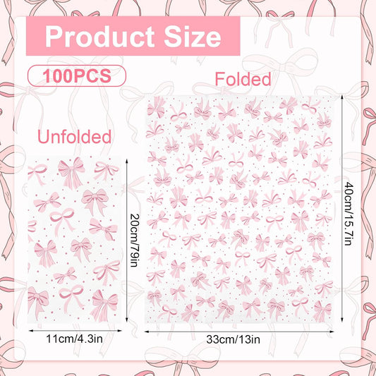 100PCS Pink Bow Napkins Disposable Hand Towels for Bathroom 3 Ply Decorative Bow Paper Napkins Pink Coquette Party Guest Napkins for Birthday Bachelorette Bridal Wedding Party Supplies
