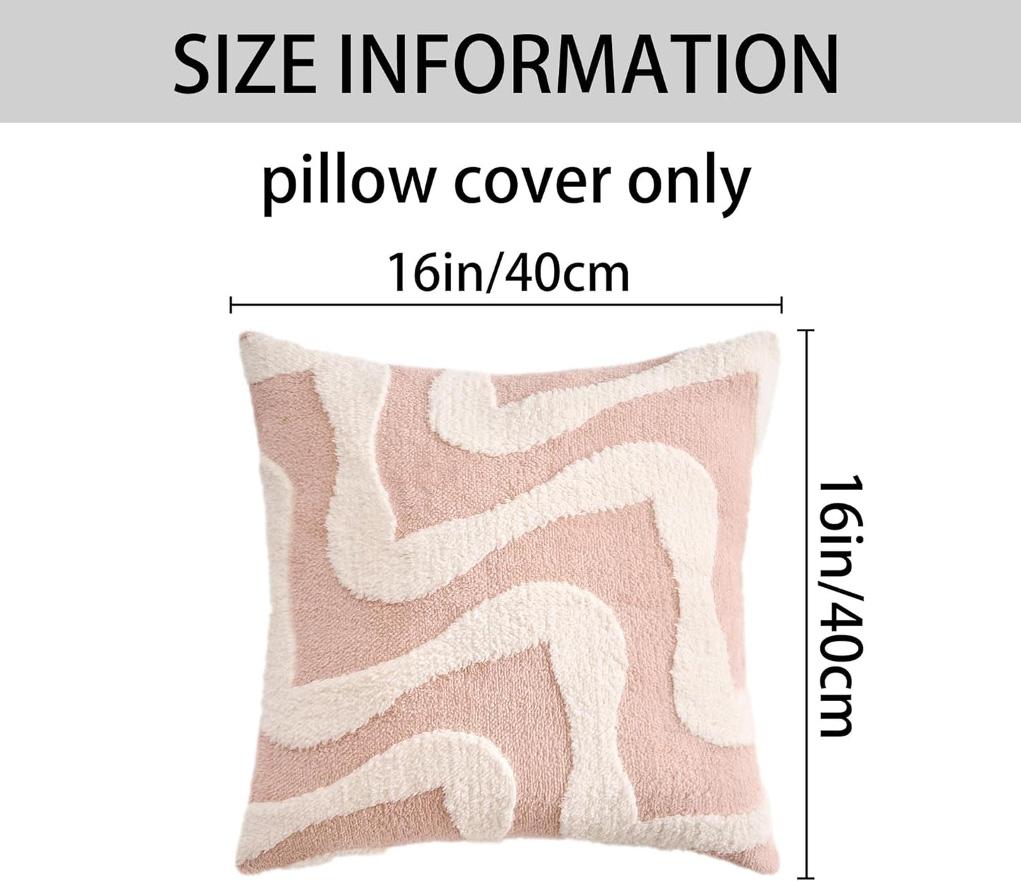 Snowflake Fleece Throw Pillow Cover with Wavy Pattern Cushion Case Modern Pillowcase for Sofa Couch Living Room Home Decor 16 x 16 Inch Pink