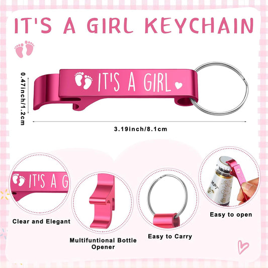 Blushtier 25 Sets Baby Shower Party Favor Shot Glasses Cute Bottle Opener Keychains Thank You Tags and Bags Baby Shower Favors Gender Reveal Party Guests Return Gift(Girl)