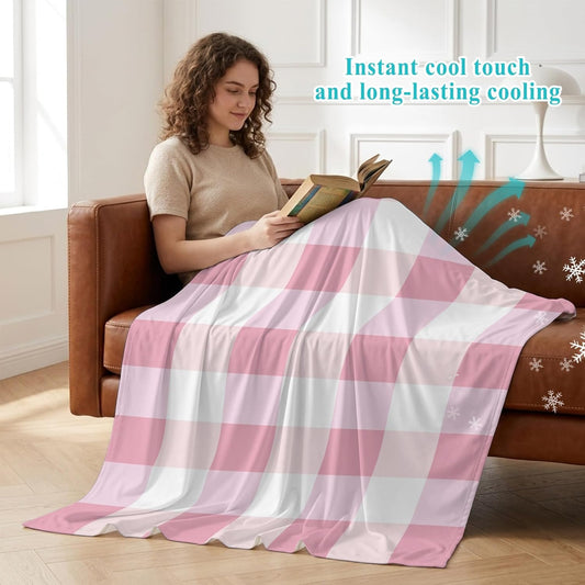40"x60" Lap Cooling Blanket Pink Ice Silk Lightweight Breathable Soft Summer Blanket for Hot Sleepers Couch Bed Sofa Camping Plaid