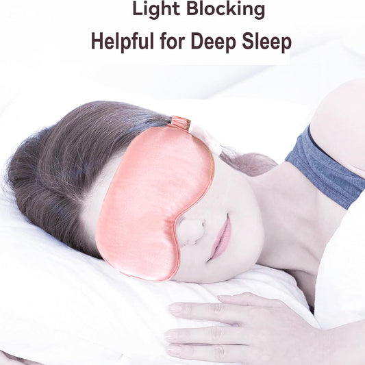 Silk Sleep Eye Mask,Blindfold with Elastic Strap,Soft Lightweight for Night Sleeping,Men, Women, Travel, and Naps,1 Pcs (Pink)