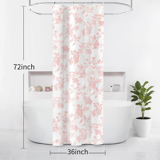 Seorsok Sage Pink Shower Curtain,Cotton Floral Cottagecore,Elegant Floral Fabric Shower Curtain Machine Washable Waterproof Bathroom Decor 36x72 inches