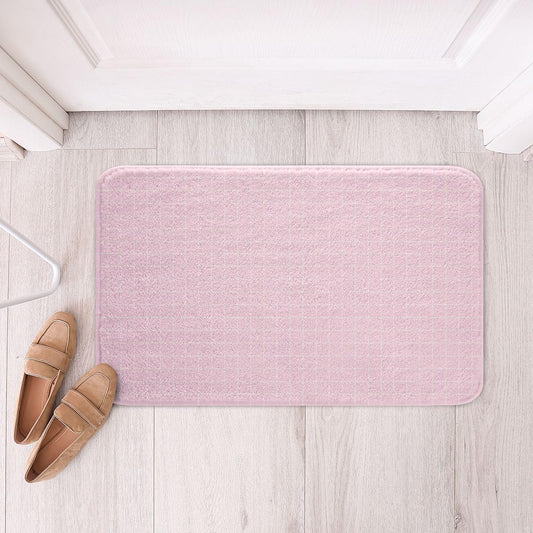 Feelyou Pink Grid Bathroom Rugs Microfiber 16"x24" Buffalo Plaid Checkered Bath Mats Non-Slip White Lines Bathroom Accessories Floor Doormats Soft Door Mat