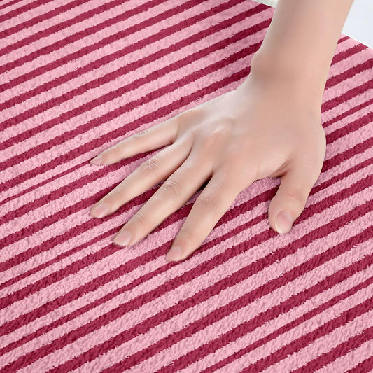 Feelyou Stripes Bathroom Rugs Pink Abstract Bath Mats Geometric Bathroom Accessories Modern Striped Art Floor Doormats 16"x24" Soft Microfiber