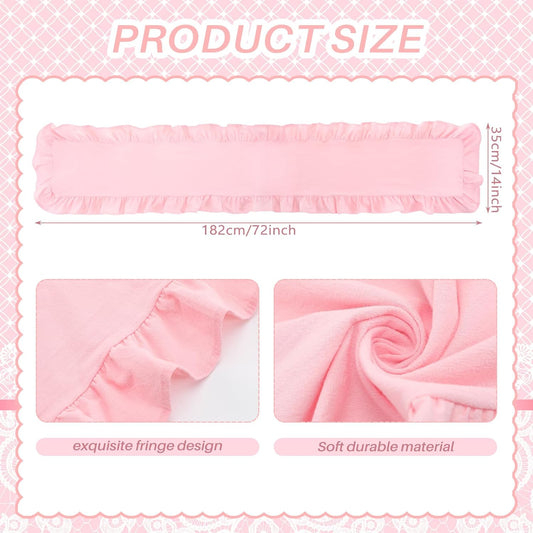 Pink Ruffled Table Runner 72 Inches Long Scalloped Table Runner Rustic Cotton Tabletop Farmhouse Decor for Baby Shower Bride Shower Birthday Party Holiday Wedding (Solid Color)