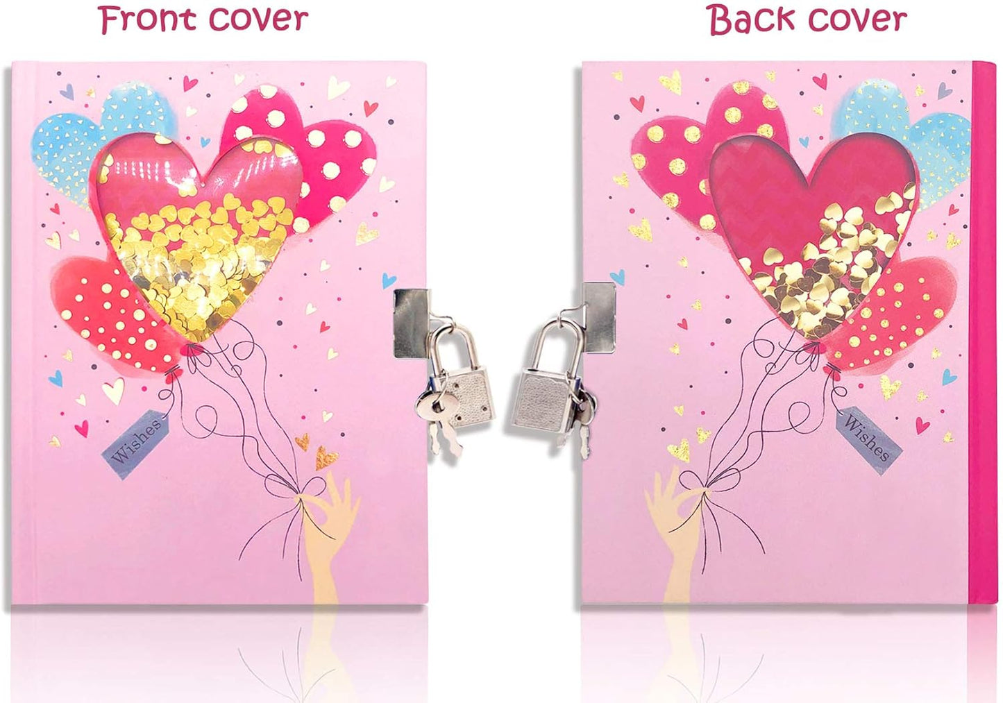 GINMLYDA Girls Diary with Lock, 5.5 x 7 Inches Pink Notebook for Kids 160 Pages Secret Girls Journal for Kids Cute Small Notebook for Children Writing Drawing Birthday Girls Gifts for 5-10 Years Old
