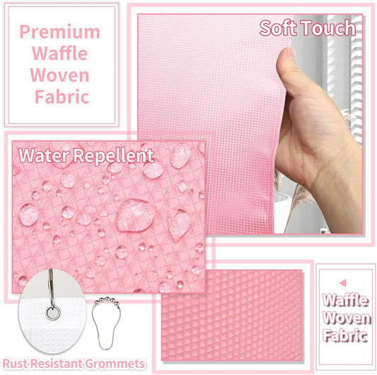 XLHOMO 25PCS Pink Bathroom Accessories Sets Complete, with Shower Curtain, Rugs, Trash Can and Toilet Brush, Toothbrush Holder and Cup, Soap Dispenser, Soap Dish, Qtip Holder, Bathroom Decor Sets
