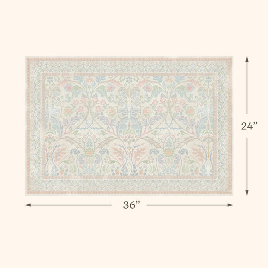 Light Pink Area Rug 2x3 Non Slip Washable, Ultra Soft Small Throw Rugs for Bedroom Girls, Thin Bathroom Rugs Fit Under Door, Powder Room, Low Pile Floral French Country Carpet for Mudroom, Kitchen