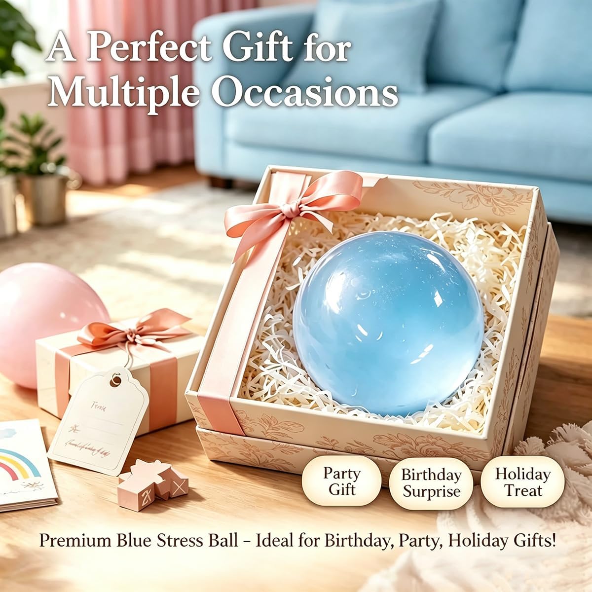 Coconut Oil Stress Ball, 2026 New Coconut Oil Squishy,Slow Rising Squishy, Moldable Sensory Squishy Stress Balls, Anxiety Reliever, for Adult use in Offices and Homes, 2 Pack (Blue+Pink)