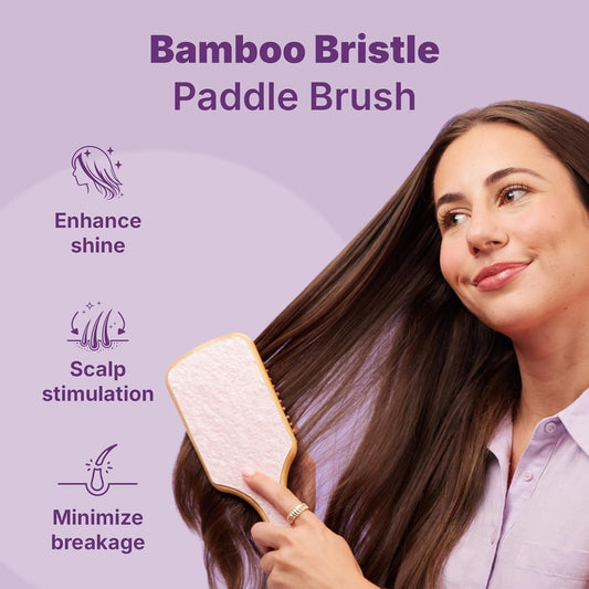 Goody Paddle Brush, Pink Sparkle, Bamboo Bristles for Ouchless Detangling, Tackles Tangles, Knots & Frizz, Use as a Detangler or Styling Brush For All Hair Types, Gift for Women & Girls