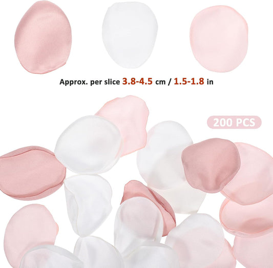 Oruola 200pcs Flower Petals for Flower Girl,Rose Petals for Wedding,Silk Pink Rose Petals and White Flower Petals for Wedding Bridal Shower Decor Aisle Scatter Dinner Table Party Decor,3 Color