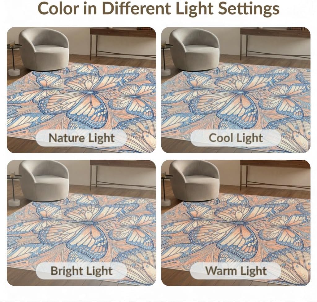4'x6' Washable Art Nouveau Floral Accent Rug, Peach Non-Shedding Small Carpet Pet Friendly & Kids Safe Play Mat for Playroom, Bedroom, Reading Nook | Ref:1931693