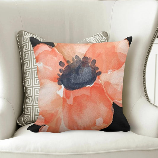 SPXUBZ Watercolor Flower Salmon Peach Floral Pillow Cover Decorative Home Decor Nice Gift Square Indoor/Outdoor Pillowcase Size: 18x18 Inch(Two Sides)