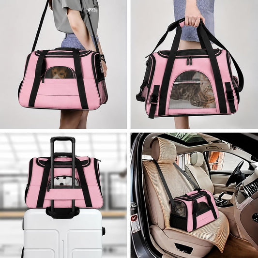 Cat Carrier Bag, Airline Approved Soft Carrier for Cats & Small Dogs | Airline approved pet carrier for pets under 15lb, breathable mesh with privacy cover, lightweight, foldable & washable