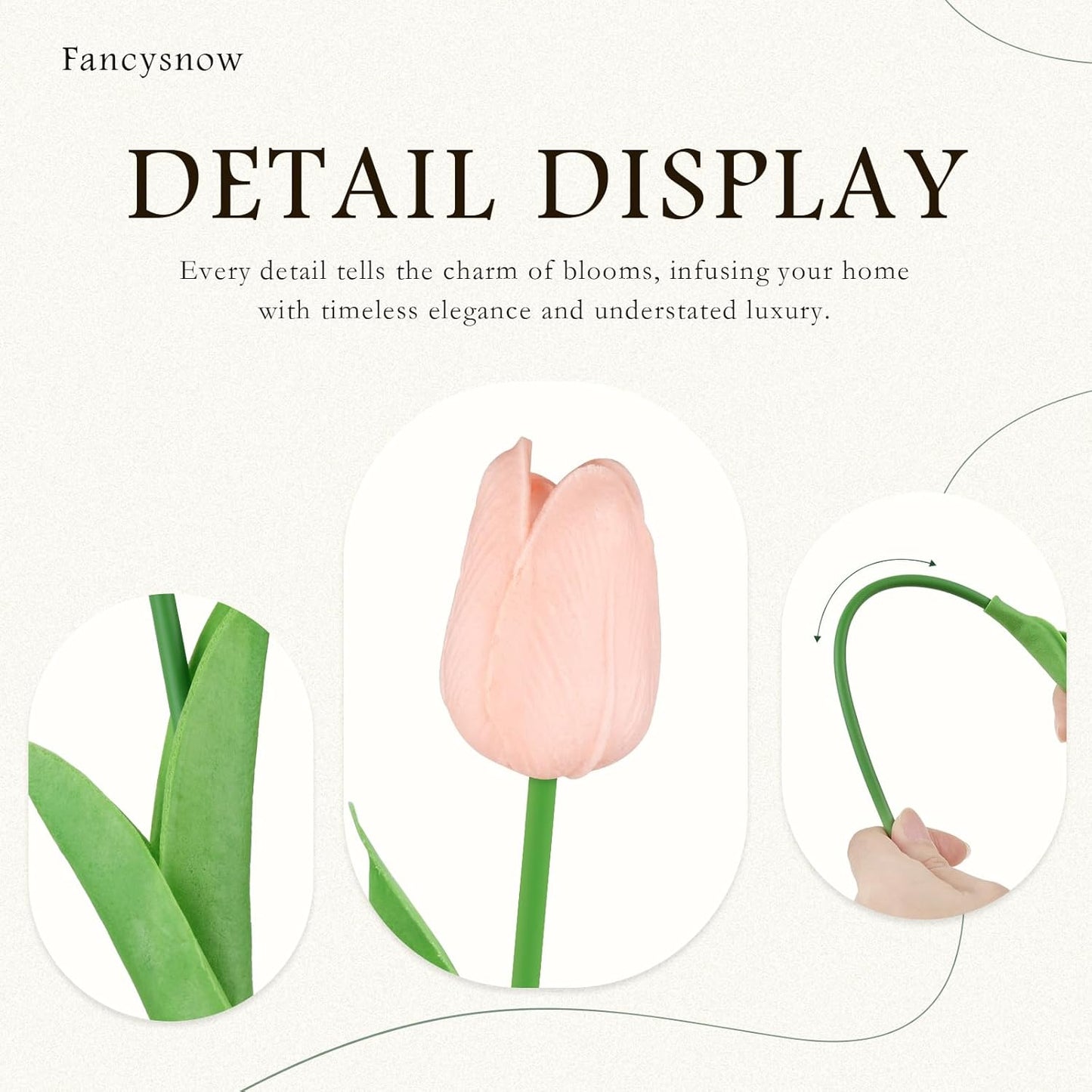 20Pcs Light Pink Tulips Artificial Flowers Real Touch Faux Tulips PU Fake Flowers for Home Decor - Easter Spring Table Arrangement in Vase (Bedroom, Living Room, Kitchen)