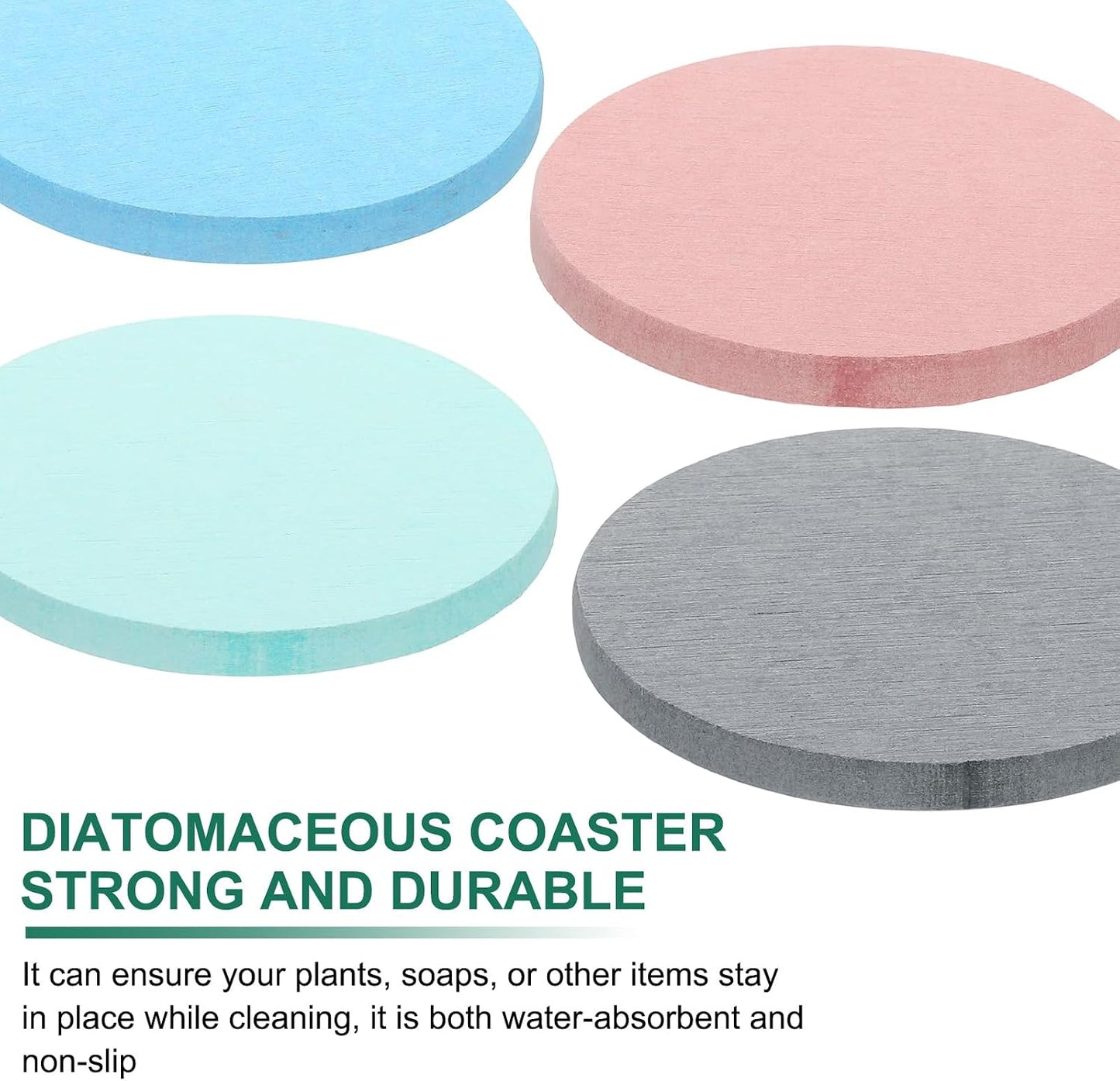 PATIKIL 2Pcs Diatomite Coasters, 3.9" Round Instant Drying Water Absorbing Stone Tray Diatomaceous Coasters Set of 2 for Desk Cups Drinks Cosmetic Bottles Soap, Pink