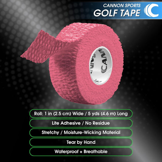 Cannon Sports 2 Pack Golfers Tape for Fingers and Hands | 1โ x 5 Yards All Weather Blister Protection Non-Sticky Tape (Pink, 2 Pack)