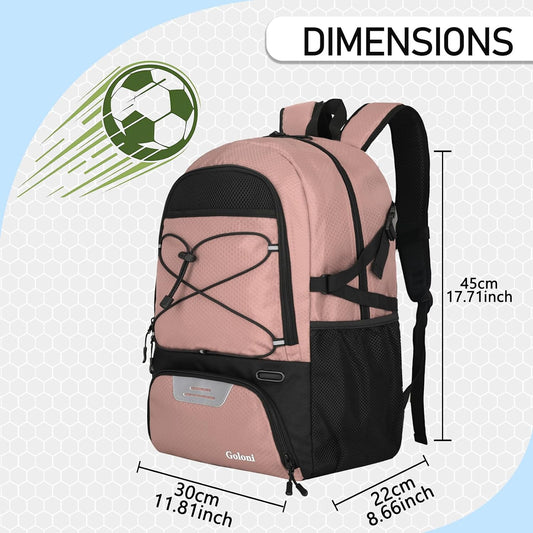 Goloni 30L Sports Backpack with Ball Compartment & Ventilated Shoe Pocket,Basketball Soccer Bag for Youth Boys Girls