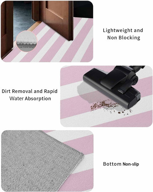 YOKOU Doormat Bath Rugs,Modern Striped Lines Floor Mats Non Slip Quick Water Absorption Low-Profile Door Rugs for Bathroom Bedroom,16x24in Geometric Line Striped