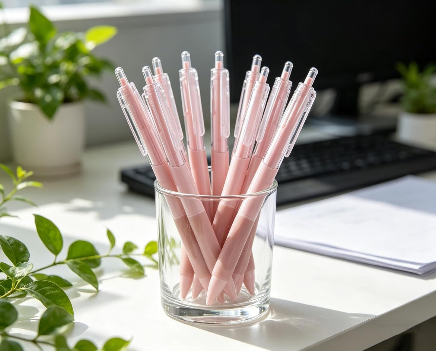 YYaaloa 20pcs Cute Pens Black Gel Ink Pens Retractable 0.5mm Gel Pens Bullet Point Nice Gifts Fun Pens for Women Office Supplies (20, Pink)