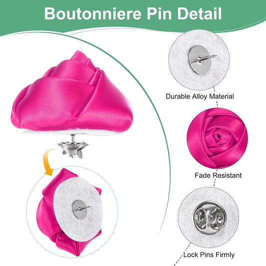 M METERXITY 16-Pack Lapel Pin for Men, Handmade Flower Brooch Button Pins for Men Suits, Formal Boutonnieres for Wedding/Groom/Corsage