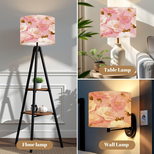 Lamp Shades Pink Peony Flowers Soft Pastel Blossoms vintage, 13" x 10" Lampshade Replacement Lamp Cover for Table & Floor Lamps Easy Assembly Decor for Bedroom Livingroom Gift for Mom Women