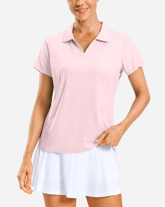 G Gradual Polo Shirts for Women Short Sleeve Golf Shirts V Neck Collared Top Cooling Lightweight UPF 50+ Tennis Work Dry Fit