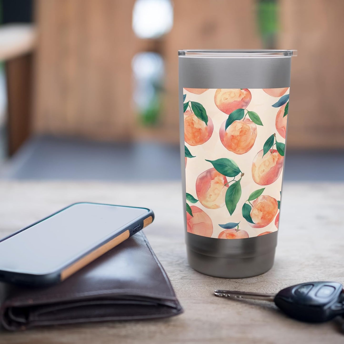Cute Pattern Art Peach Stainless Steel Insulated Tumbler