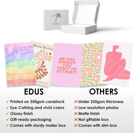EDUS Pink Danish Pastel Room Decor, Wall Collage Kit, Aesthetic Posters Prints for Teen Girls, Dorm, 50pcs (4x6 inch), Trendy Wall Art