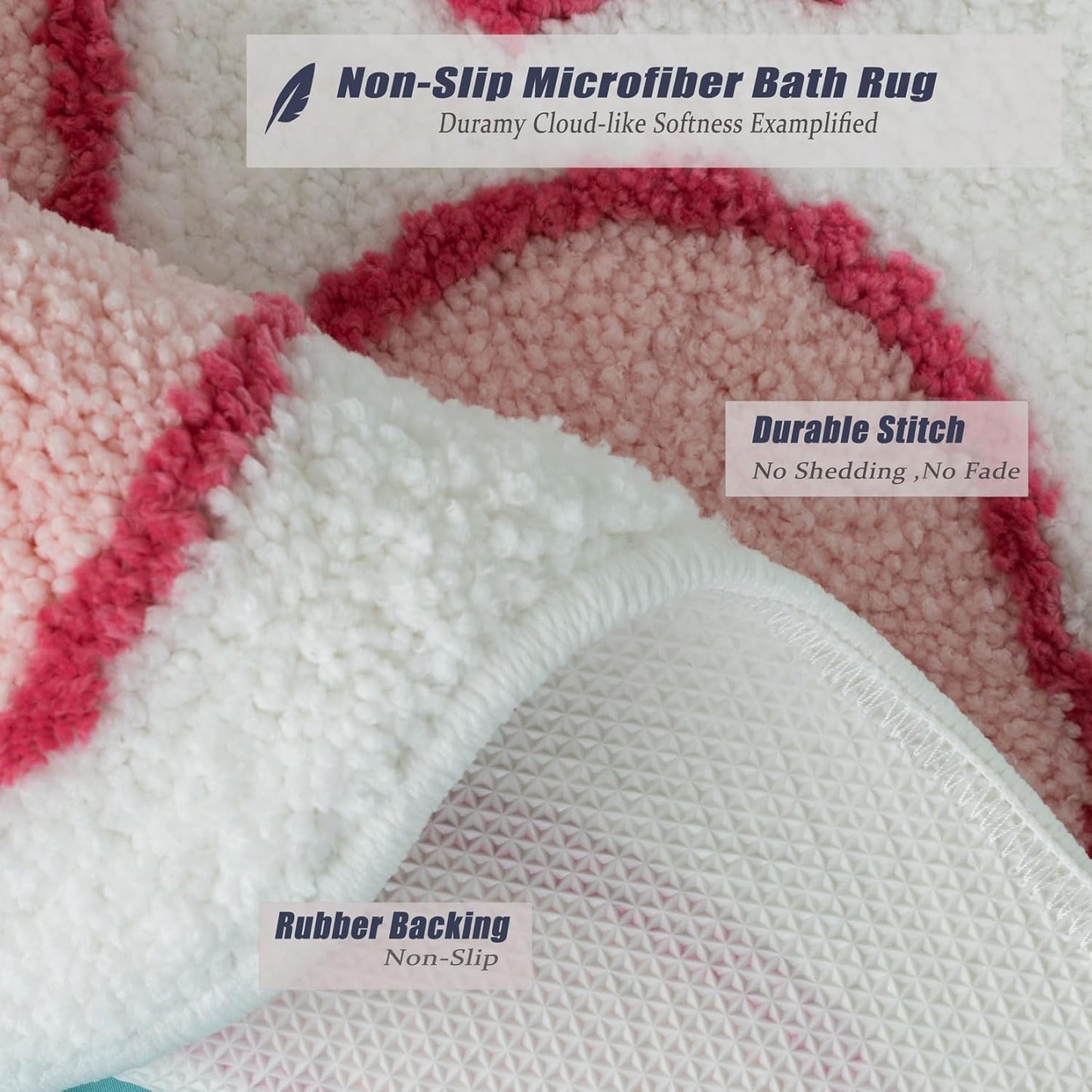 Pink Bath Mat for Bathroom Non Slip, Cute Bathroom Rugs Coquette Bow Rug Plush Microfiber Bath Rug, Small Washable Absorbent Bath Mat for Bathtub Sink Girl's Bedside Preppy Room Decor 24"x20"