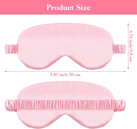 2 Pack Sleep Mask Silk Eye Mask Cover for Sleeping, Soft Satin Blindfold with Elastic Strap, Blocks Light and Reduces Puffy Eyes, Comfortable Night Sleeping Mask for Women Men (Black&Pink)