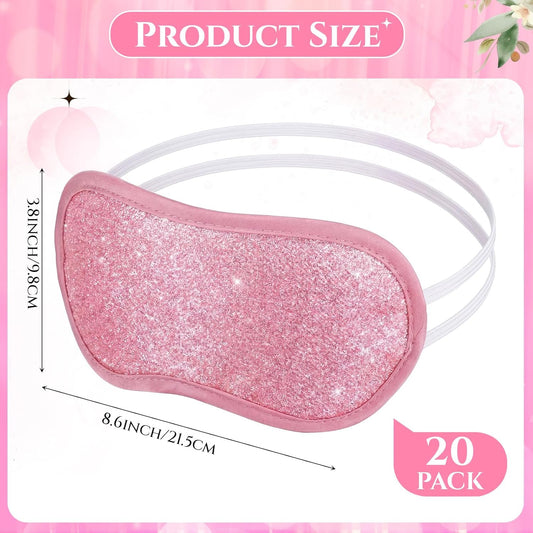 Chicingyou 12 Pcs Glitter Eye Mask Bulk Sleep Masks Eye Cover for Party Gifts Blindfold with Adjustable Elastic Strap for Bachelorette Party Supplies Women Men (Light Pink)