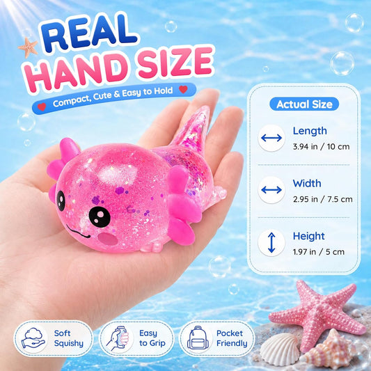 Axolotl Squishy Stress Ball,Soft Slow Rising Stress Relief Toy,Cute Slow Rising Fidget Toy for Stress Relief,Anxiety Sensory Gifts for Birthday Party Favors(Pink)