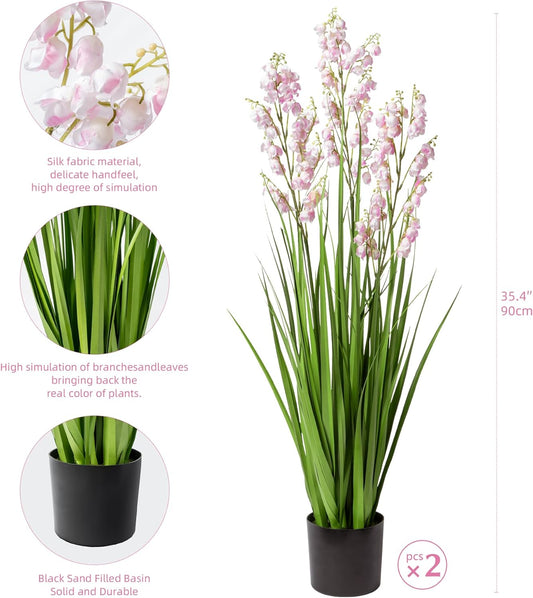 Fake Plants Home Decor Fake Flowers Artificial Plants Outdoor Tall Grass Plant Artificial Pampas Grass Decor Artificial Plants Indoor Fake Grass Living Room Decor Artificial Grass 36" 2PCS(Pink)