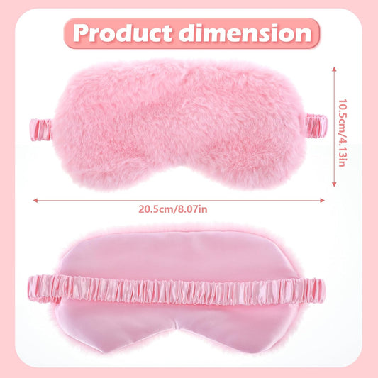 Oruola 2pcs Sleeping Mask for Kids,Comfortable Sleep Mask Plush Blindfold Satin Back Faux Fur Sleep Mask for Kid Women Men Travel Nap,Pink & White Kid Eye Mask for Sleeping