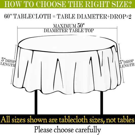 BYDOLL Table Cloth 60 Inch Round Tablecloth Fits Max50 Inch Diameter Table Top,Pink Polyester Washable Wrinkle-Free Spillproof Tablecloth for Party Patio Cover