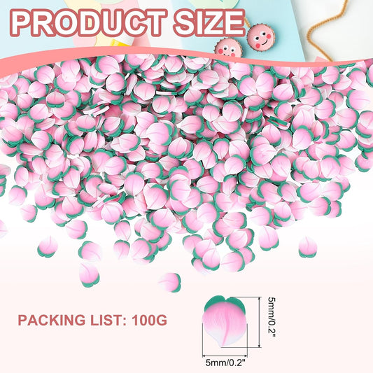PATIKIL Polymer Clay Slices, 100g Peach Slice Fruit Art Slices Food Polymer Clay for DIY Nail Decor, Crafts Making, DIY Filler Accessories, Pink Green