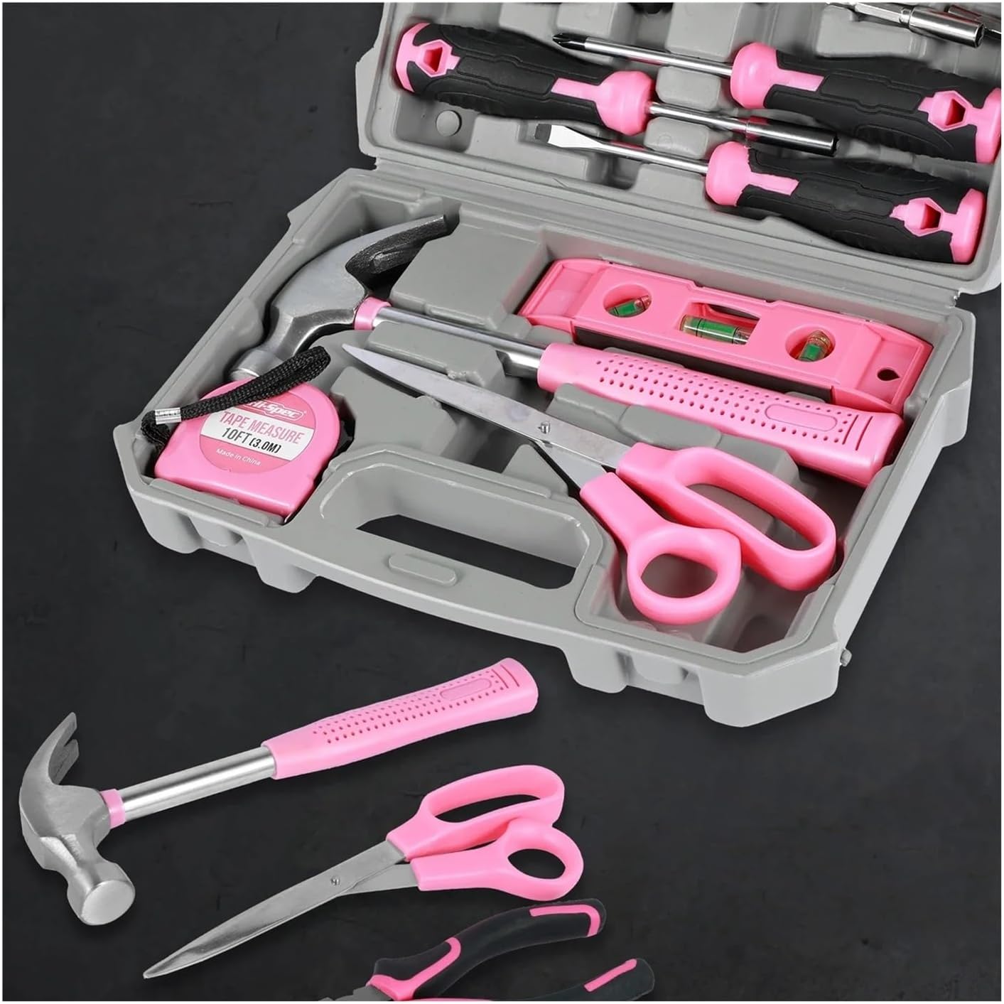 Household Repair Tool Kit Multipurpose Pink Home Hand Tool Set With Storage Case Dur Able Hammer And Screwdriver Set
