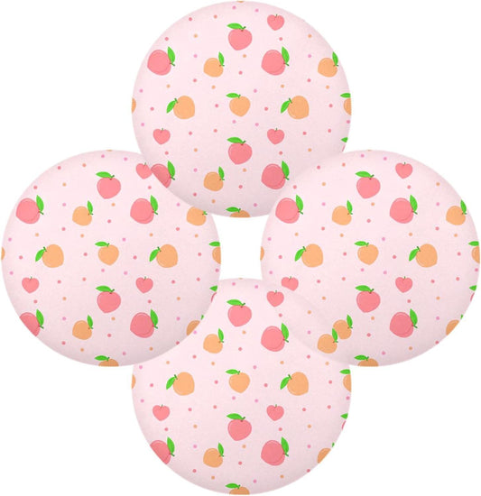 Round Placemats Set of 4 Colorful Peaches Washable Non-Slip Heat Resistant Place Mats, 15.4” Dining Table Place Mats for Kitchen Holiday Party Decoration