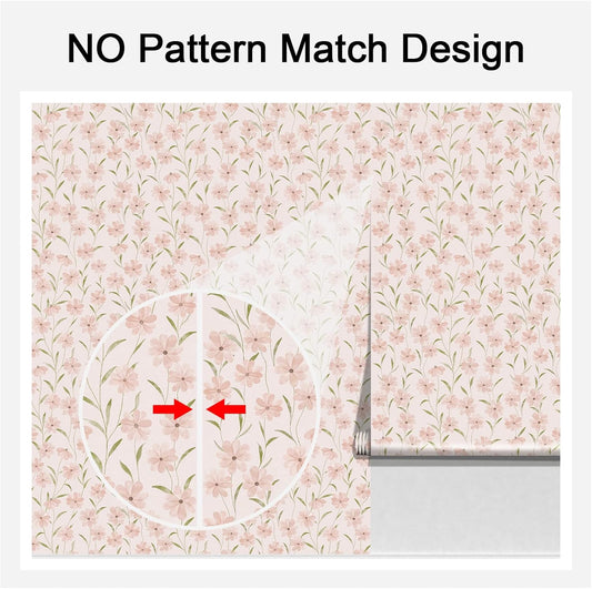 JiffDiff Floral Wallpaper Peel and Stick Pink Daisy Wall Paper Summer Flowers Nursey Room Self Adhesive Contact Paper Stick on Wall Decor for Bedroom Cabinets Bathroom(118" X 17.3", Pink Floral)