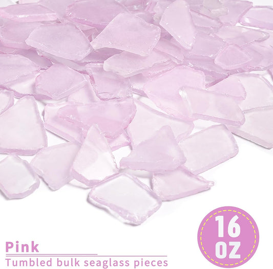 Versatile Sea Glass for Crafts - 16oz Pink Frosted Dyed Seaglass Pieces for DIY, Vase Filler, Art Craft Supplies, Beach Wedding, Home Decor